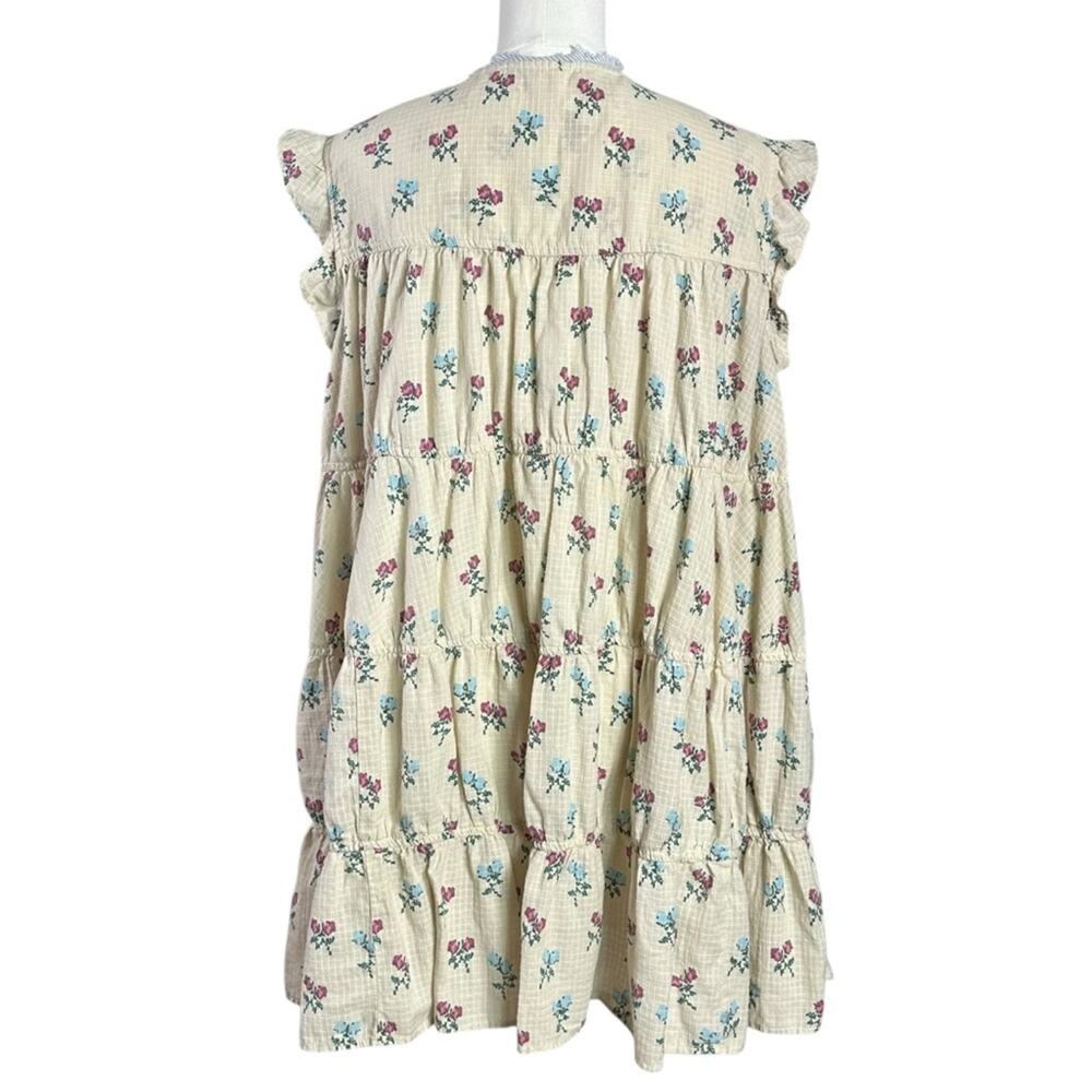 Free People Bohemian Prairie Sundown Mini Dress Tunic Top Ivory Combo Large - Picture 10 of 15